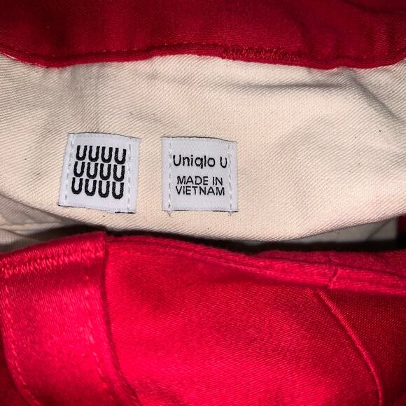 Uniqlo U Women Cotton blend Straight Pants Trousers Red size 0 - Picture 8 of 8